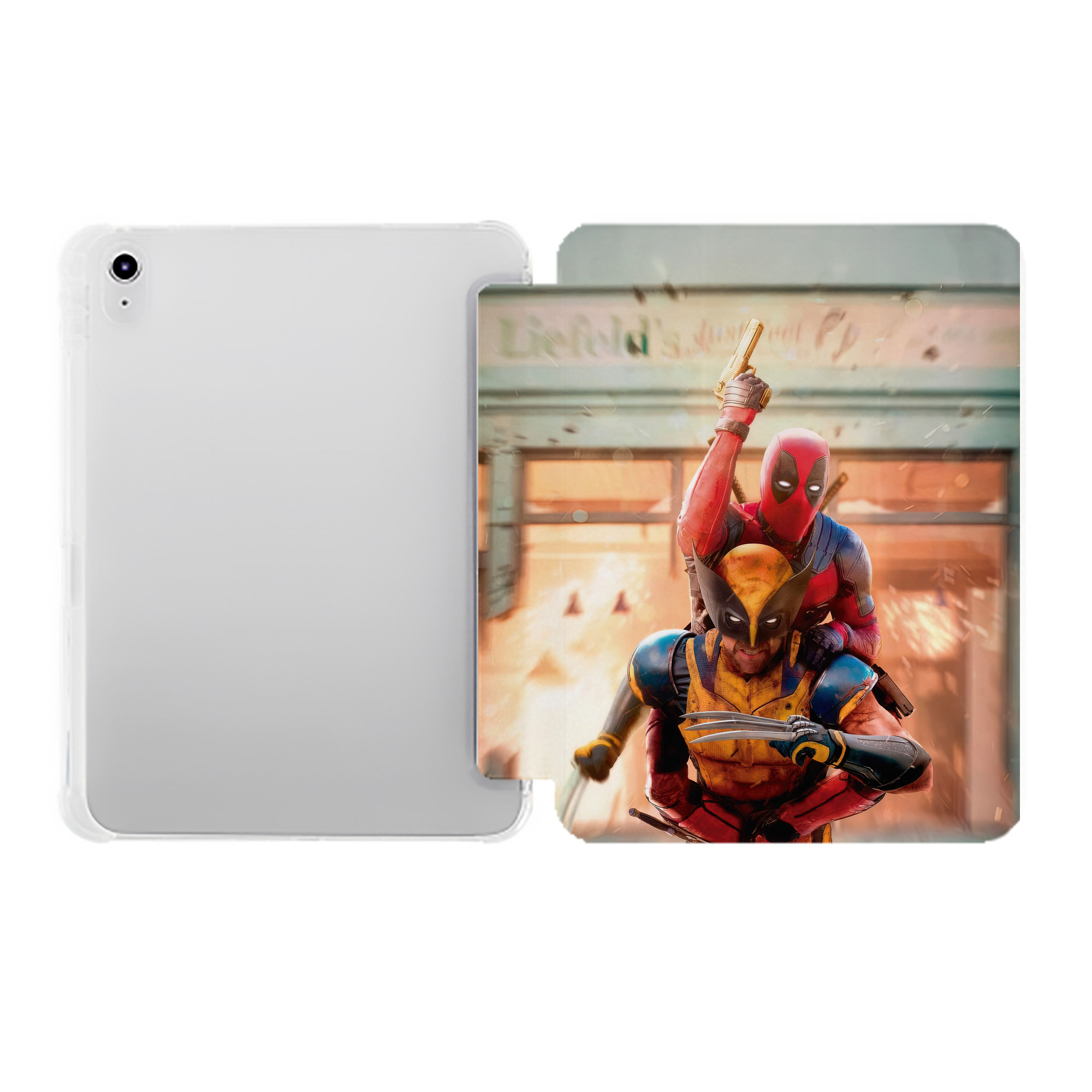 （画像用） Deadpool デッドプール IPad ケース ペン収納付き 三つ折りスタンド PUレザー×シリコン 対応機種9.5/10.5/10.9インチ